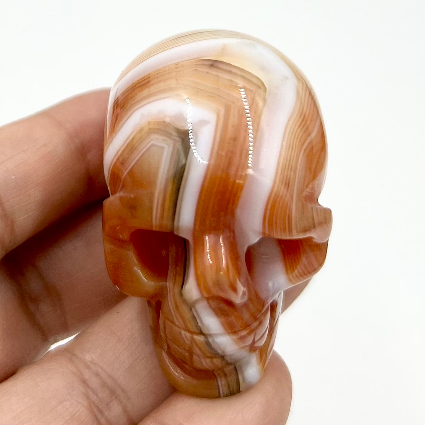 Carnelian Skull 2 Inches Rare Hand Carved Crystal Carving