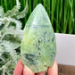 Prehnite with Epidote Flame Free Form Crystal Carving 204g