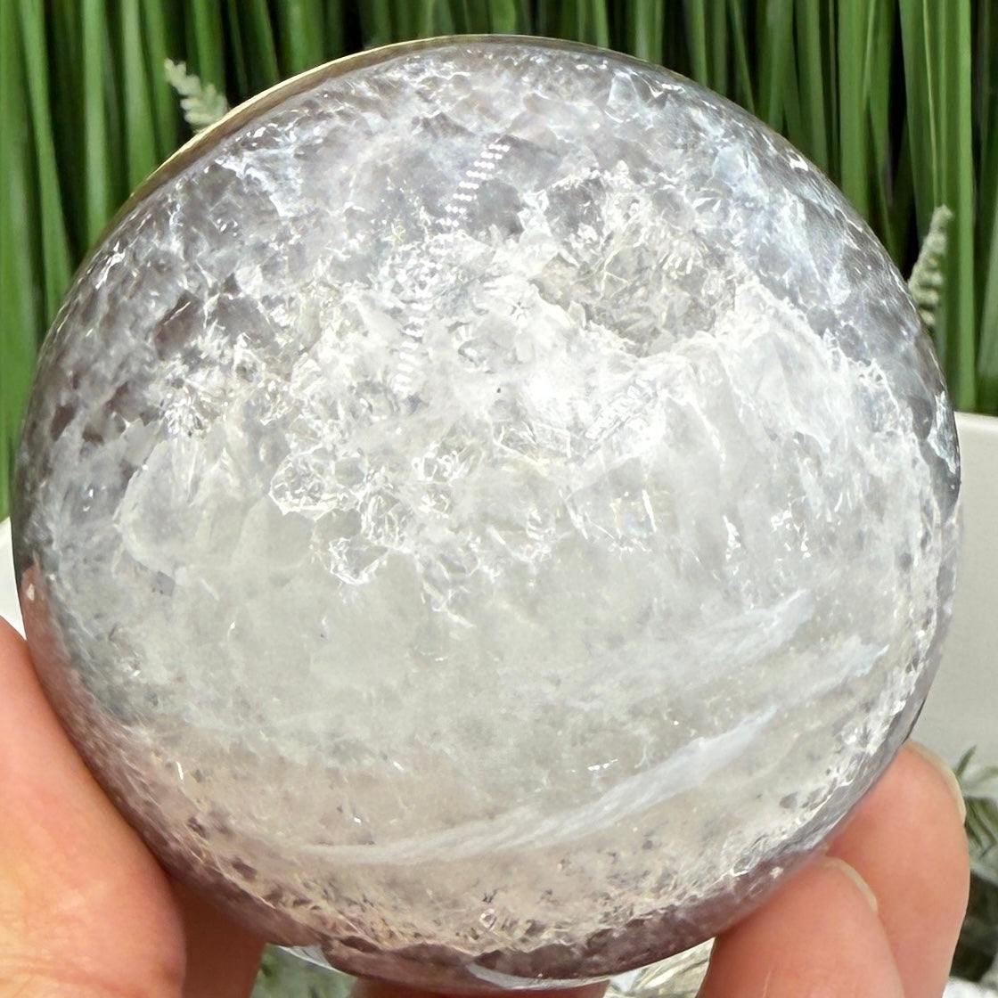 Volcanic Agate Quartz Sphere UV Reactive Crystal Ball 300g 61mm