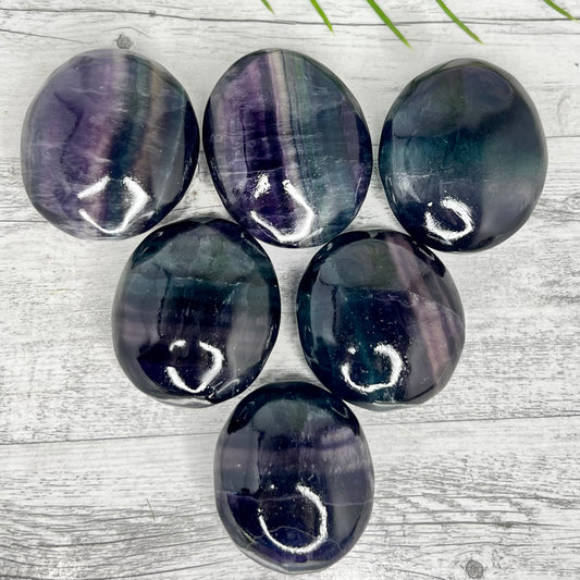 Rainbow Fluorite Palm Stone Crystal Worry Meditation YOU CHOOSE