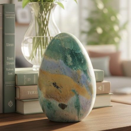 Ocean Sea Jasper Free Form Flame Crystal Carving 748g