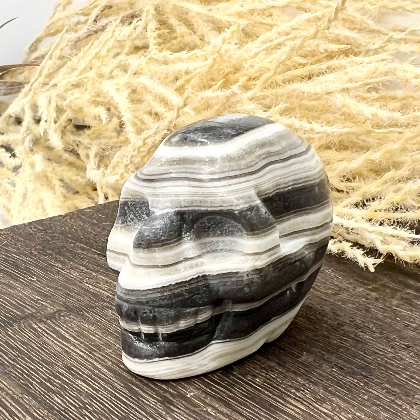 Zebra Phantom Calcite Skull 2 Inches Hand Carved Crystal Carving