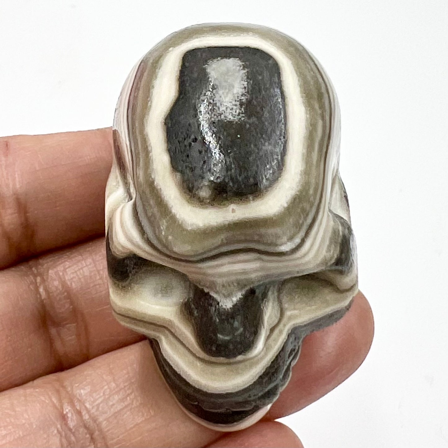 Zebra Phantom Calcite Skull 2 Inches Hand Carved Crystal Carving