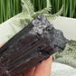 Black Tourmaline Schorl Hay Stack Raw Specimen with Stand Crystal 140g