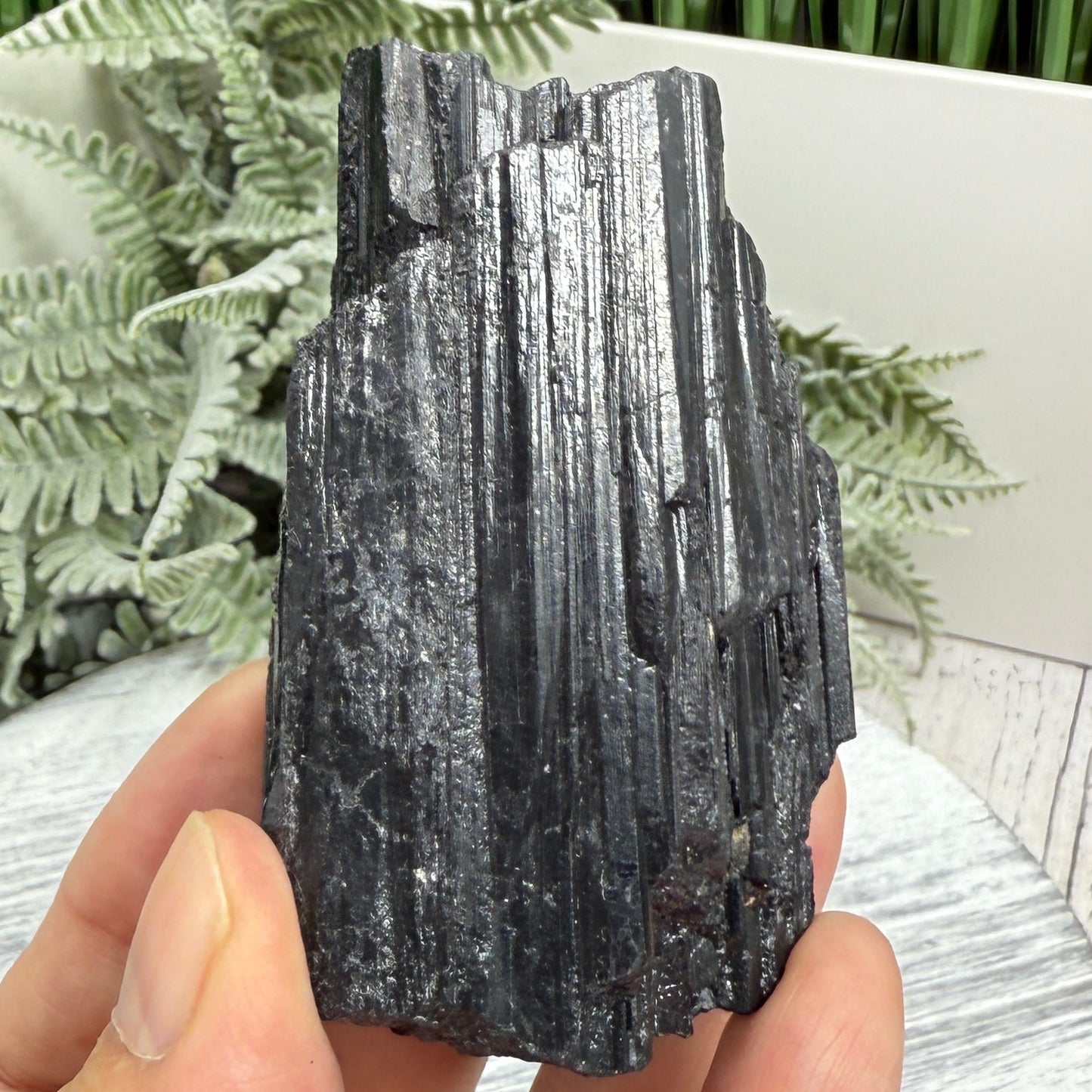Black Tourmaline Schorl Hay Stack Raw Specimen with Stand Crystal 251g