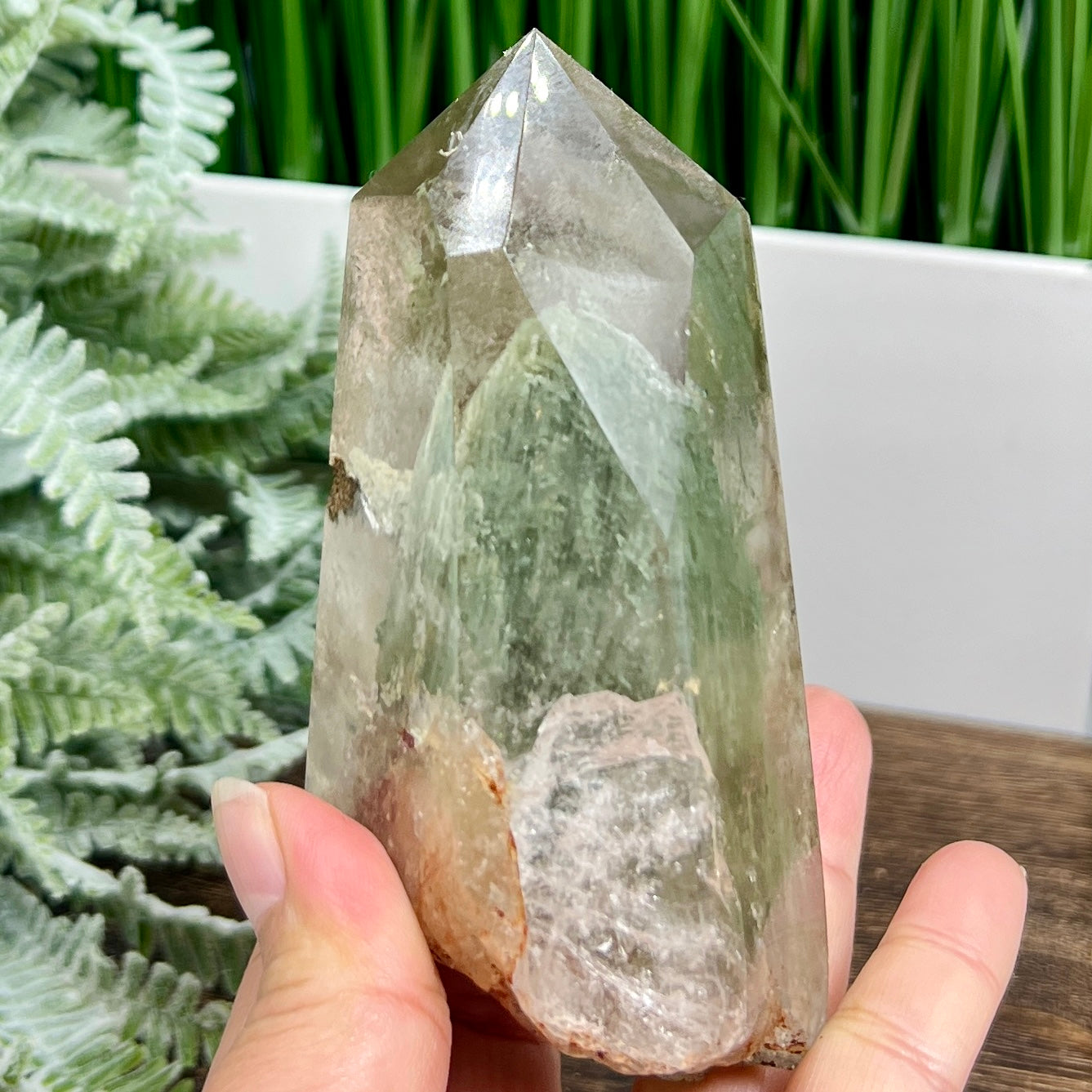 Lodolite Garden Scenic Quartz Free Form with Stand Crystal 420g