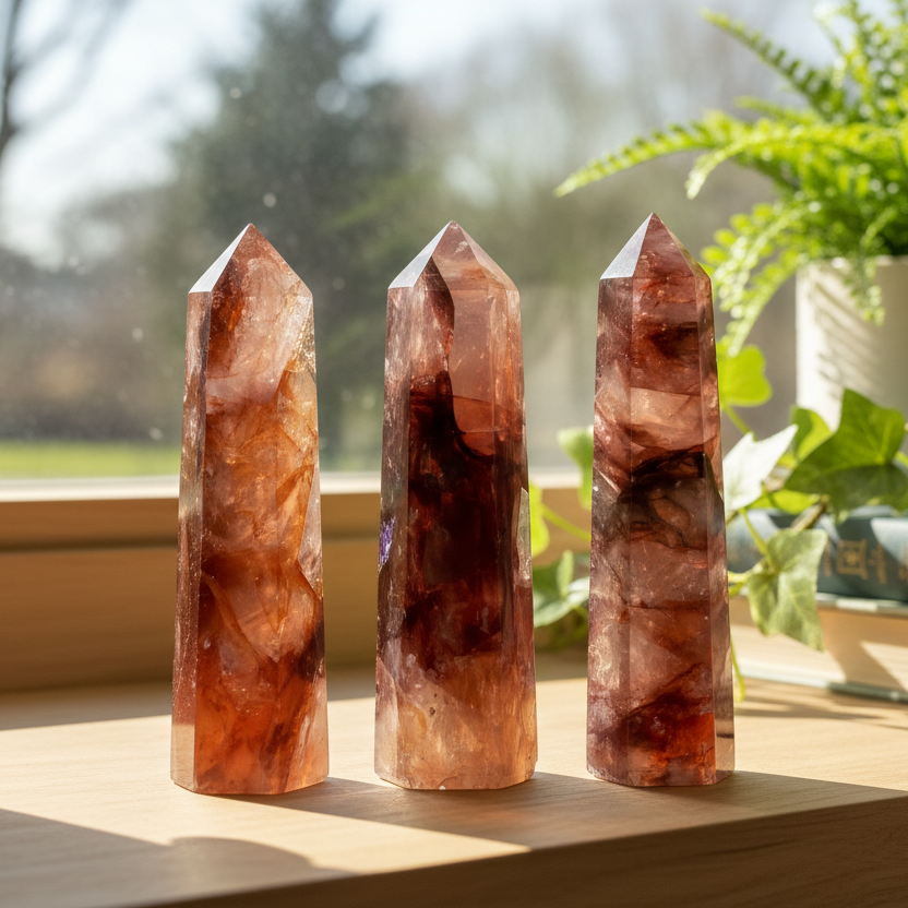 Hematoid Fire Quartz Points Towers Crystal Generators YOU CHOOSE