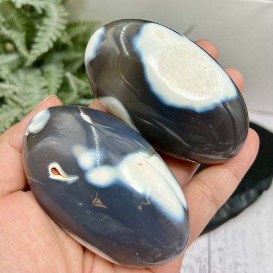 Orca Agate Palm Stone Worry Meditation Crystal YOU CHOOSE