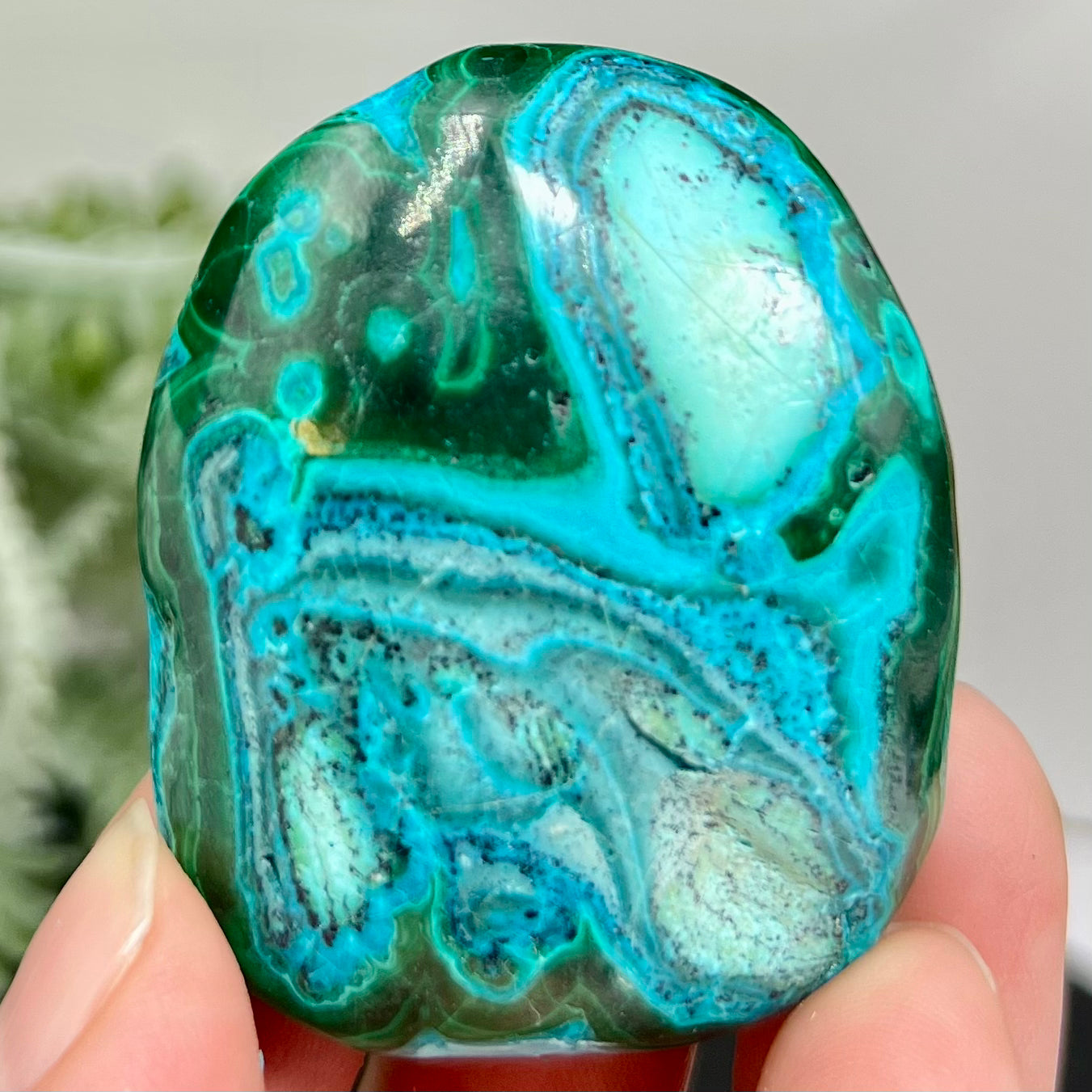 Chrysocolla Malachite Shattuckite Palm Stone Worry Meditation Crystal Peru 156g