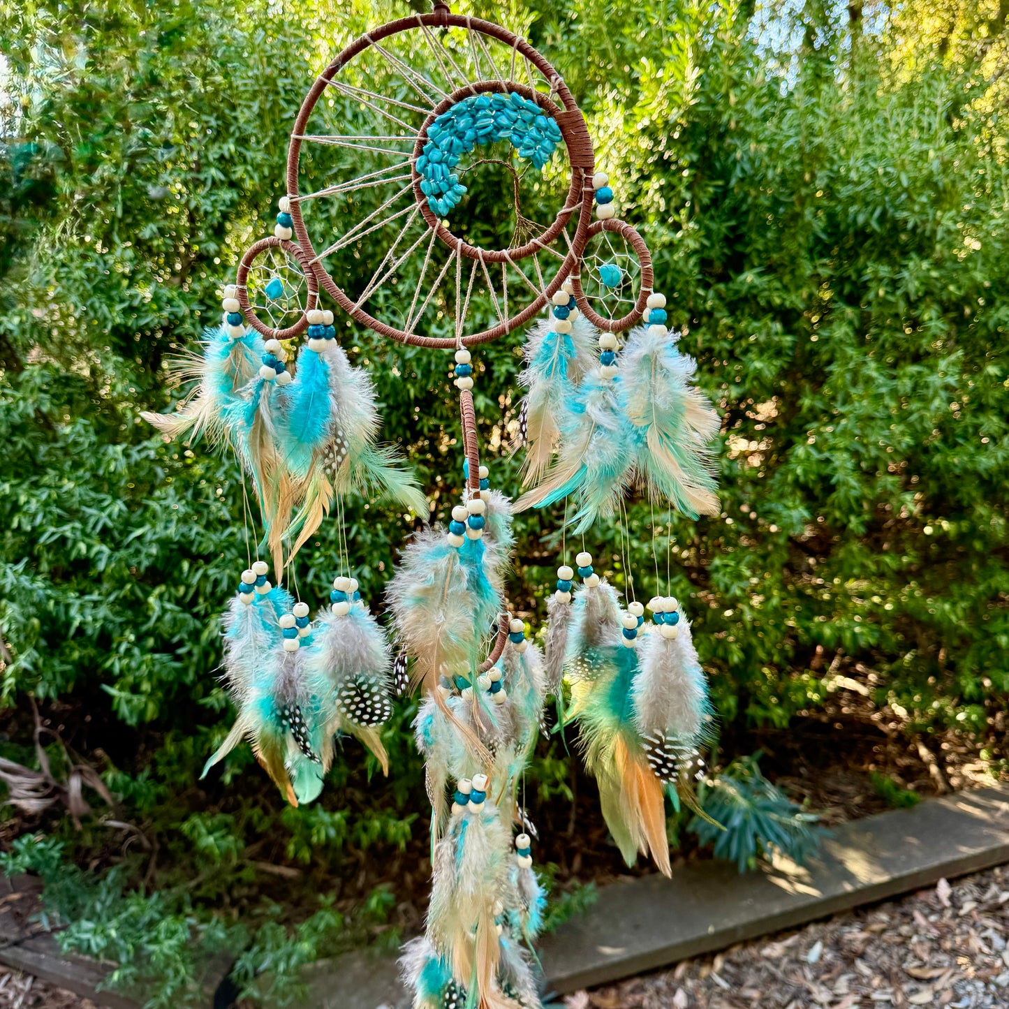 Turquoise Dreamcatcher Tree of Life with Feathers Wall Hanging Decorations