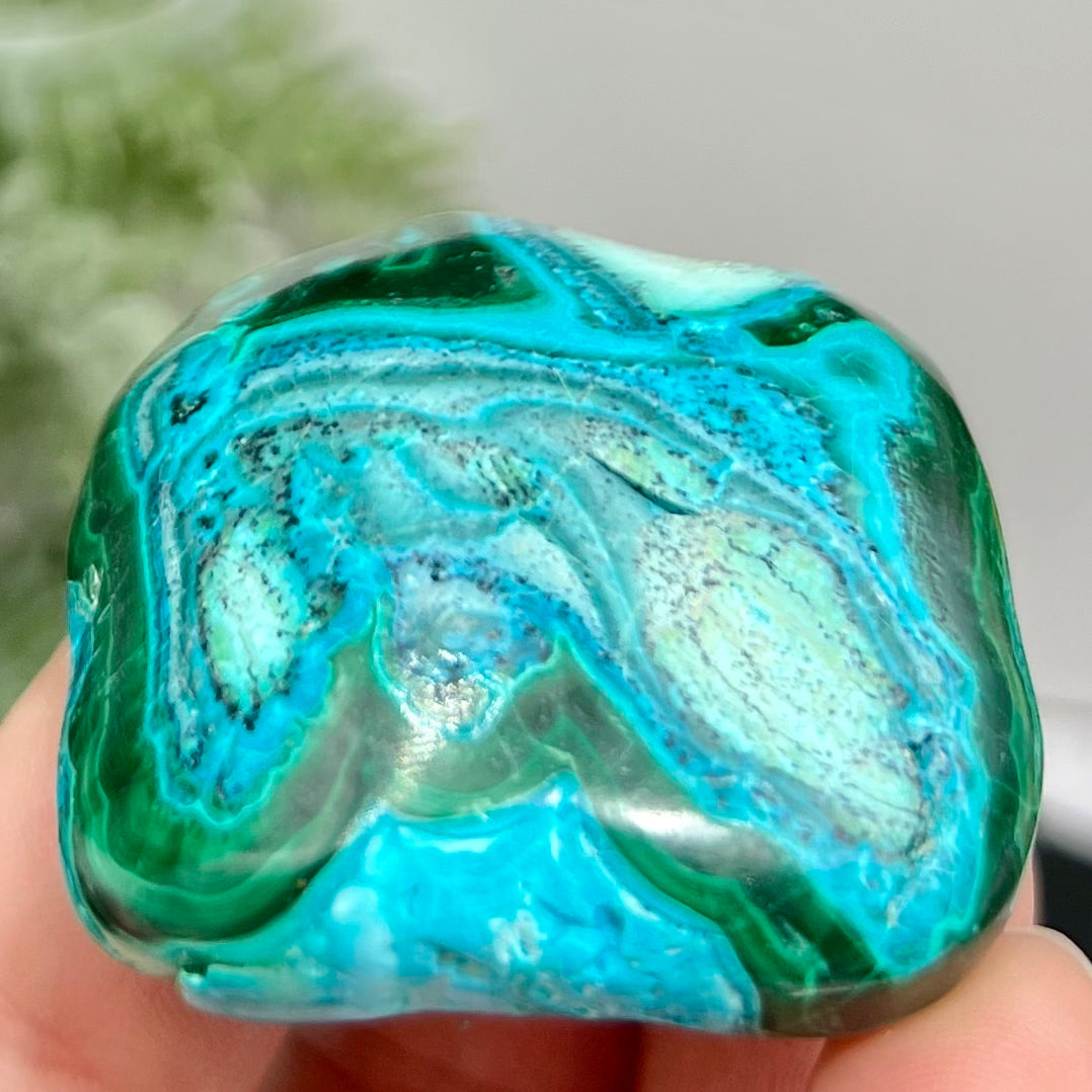 Chrysocolla Malachite Shattuckite Palm Stone Worry Meditation Crystal Peru 156g