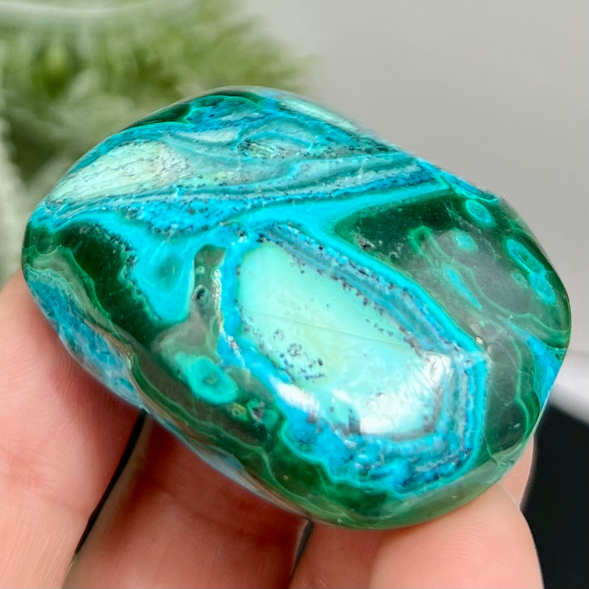 Chrysocolla Malachite Shattuckite Palm Stone Worry Meditation Crystal Peru 156g
