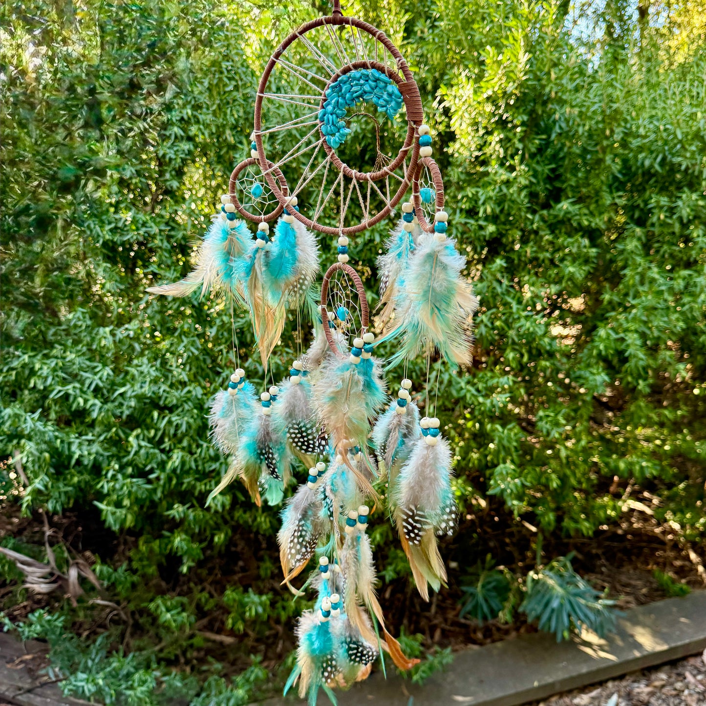 Turquoise Dreamcatcher Tree of Life with Feathers Wall Hanging Decorations