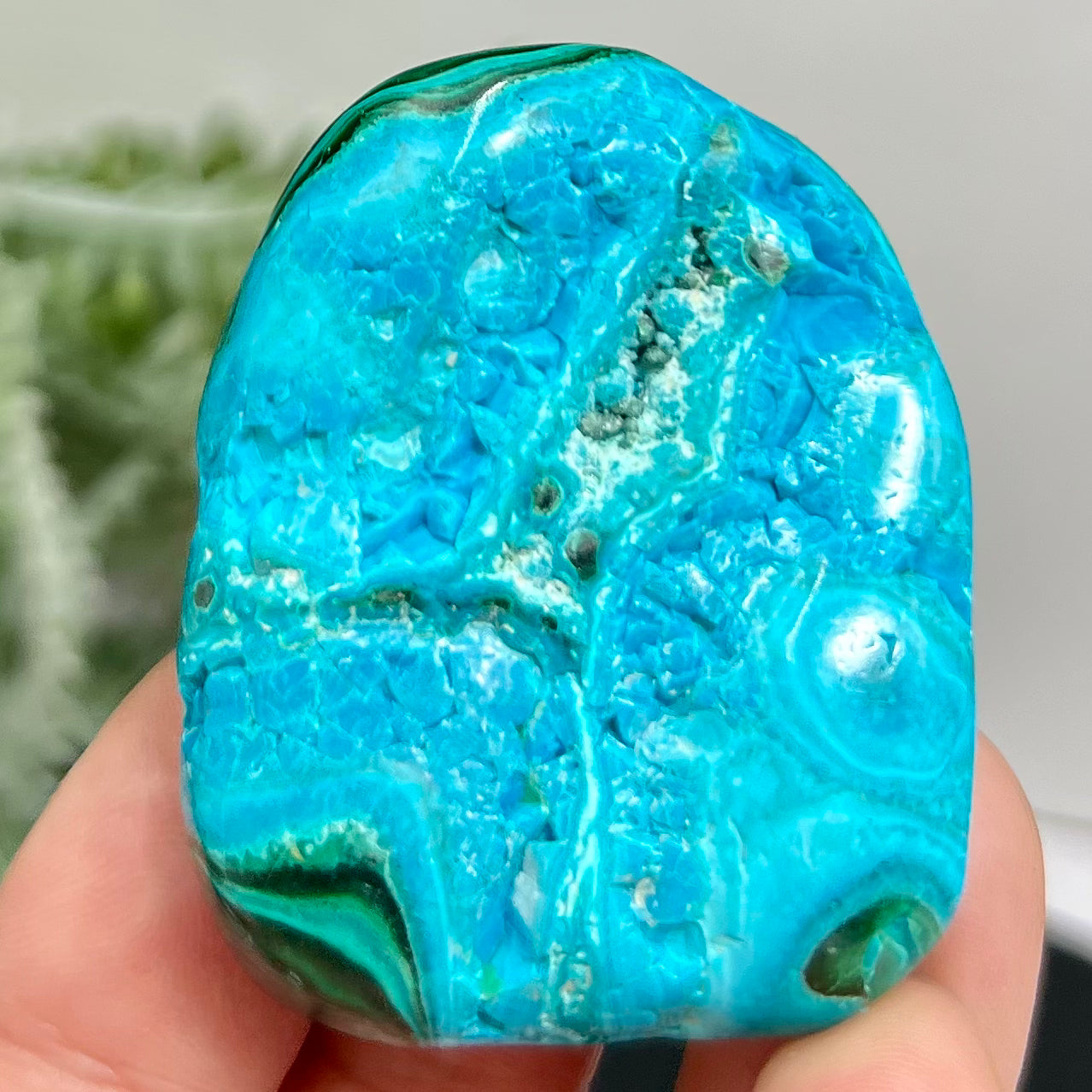 Chrysocolla Malachite Shattuckite Palm Stone Worry Meditation Crystal Peru 156g