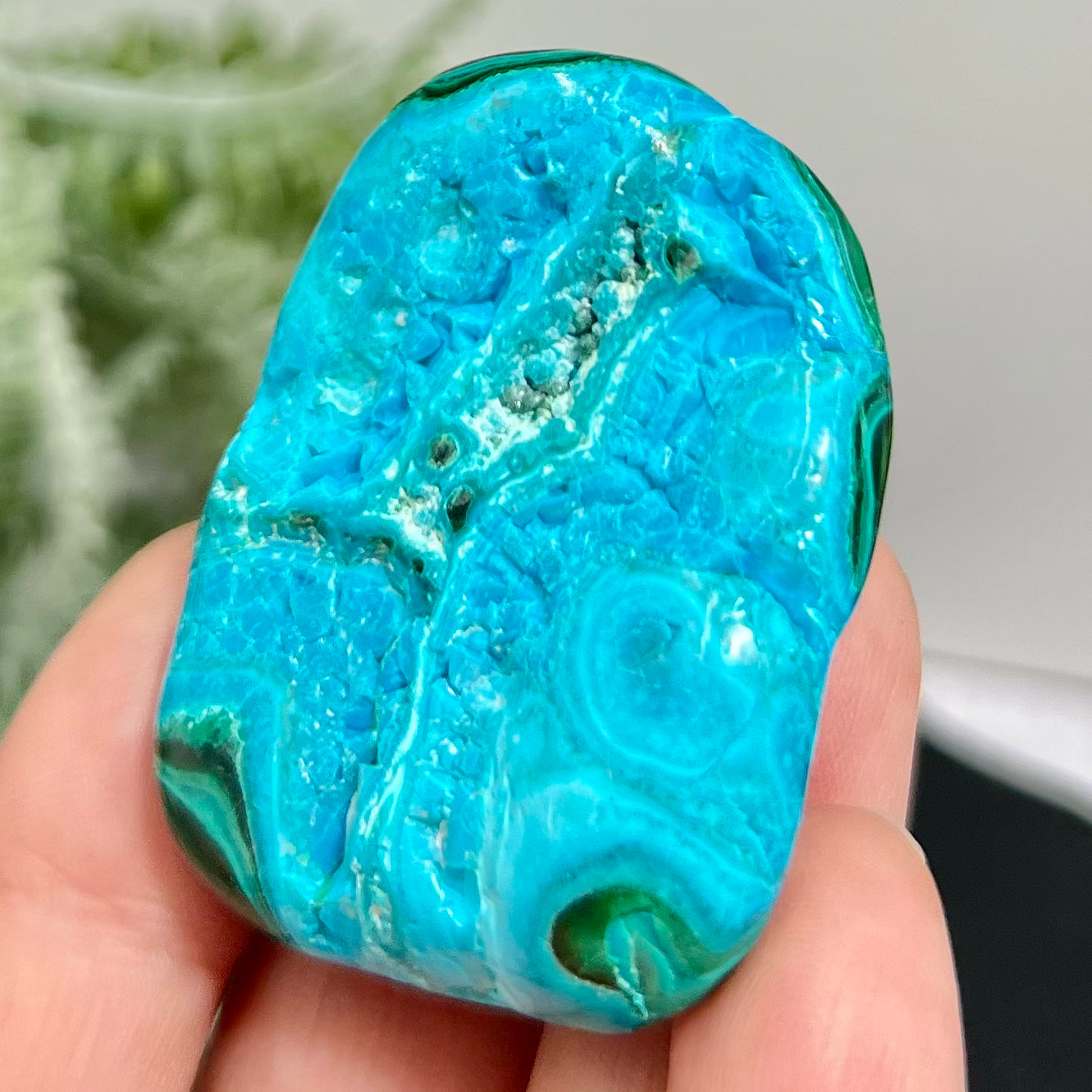 Chrysocolla Malachite Shattuckite Palm Stone Worry Meditation Crystal Peru 156g