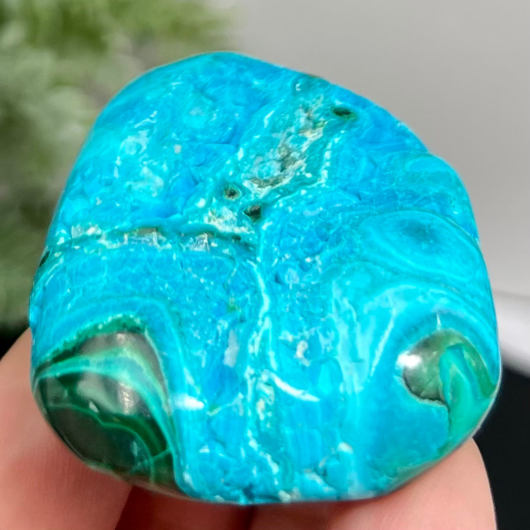 Chrysocolla Malachite Shattuckite Palm Stone Worry Meditation Crystal Peru 156g