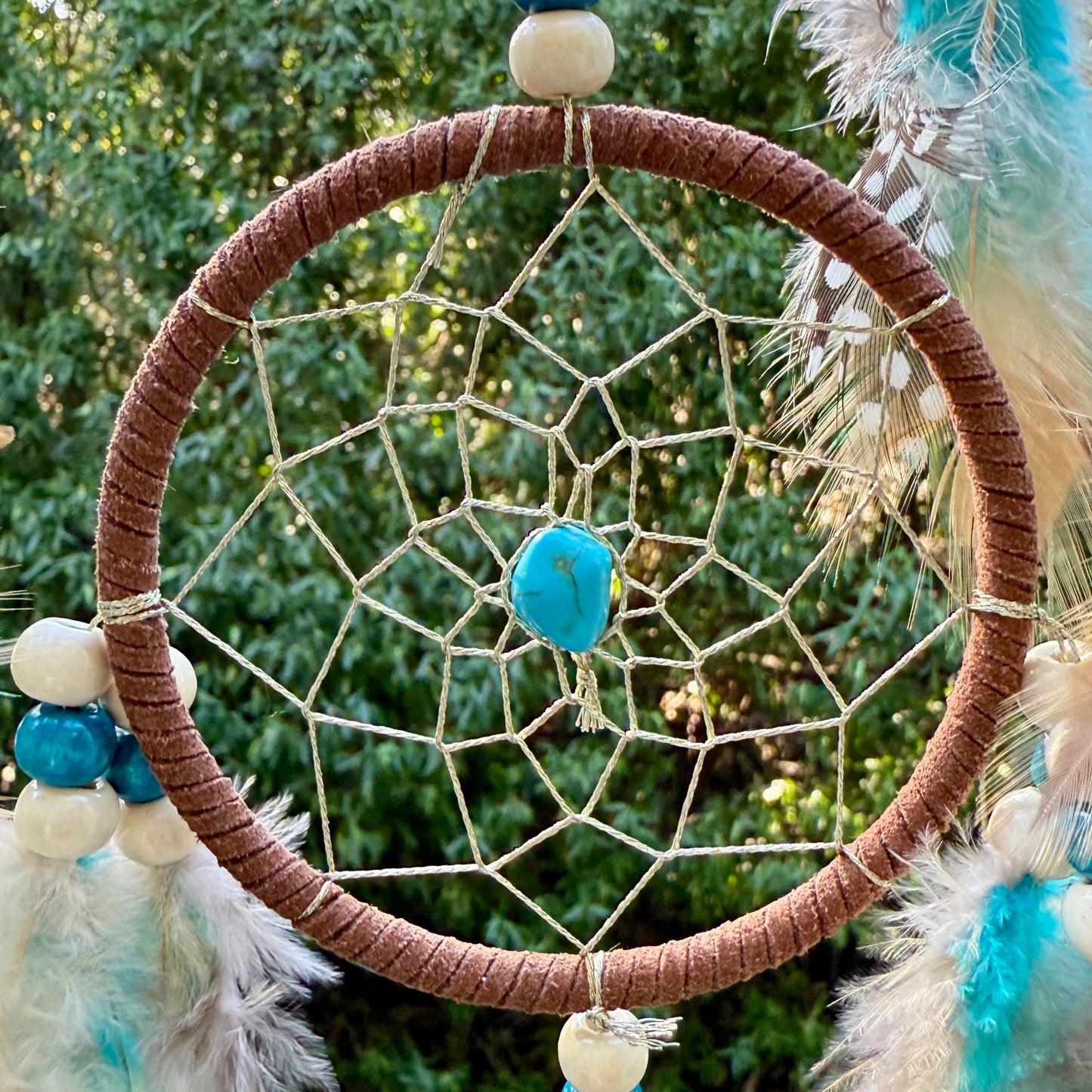 Turquoise Dreamcatcher Tree of Life with Feathers Wall Hanging Decorations