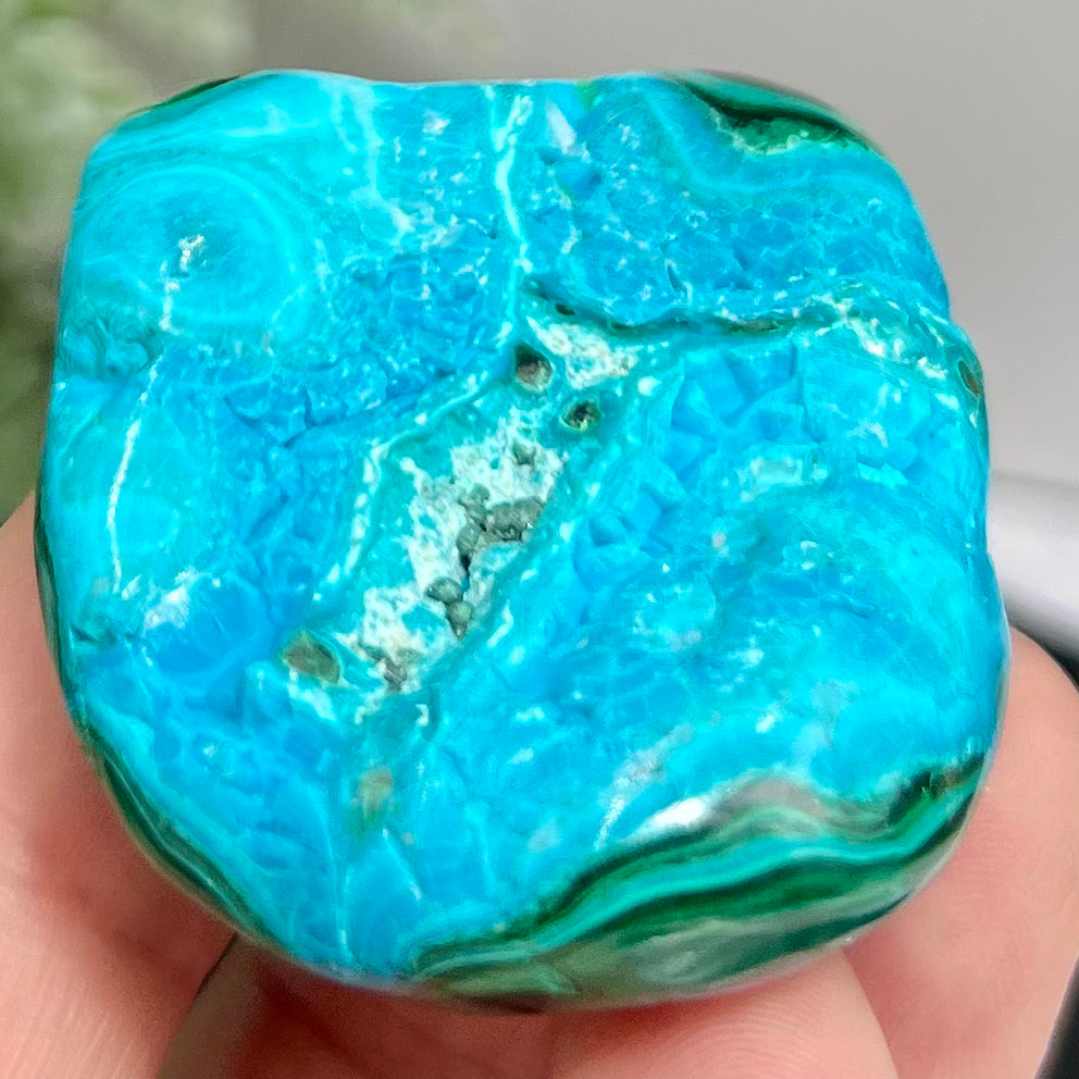 Chrysocolla Malachite Shattuckite Palm Stone Worry Meditation Crystal Peru 156g
