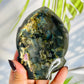 Fire Labradorite Leaf Flashy Crystal Carving 382g