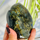 Fire Labradorite Leaf Flashy Crystal Carving 382g
