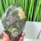 Fire Labradorite Leaf Flashy Crystal Carving 575g