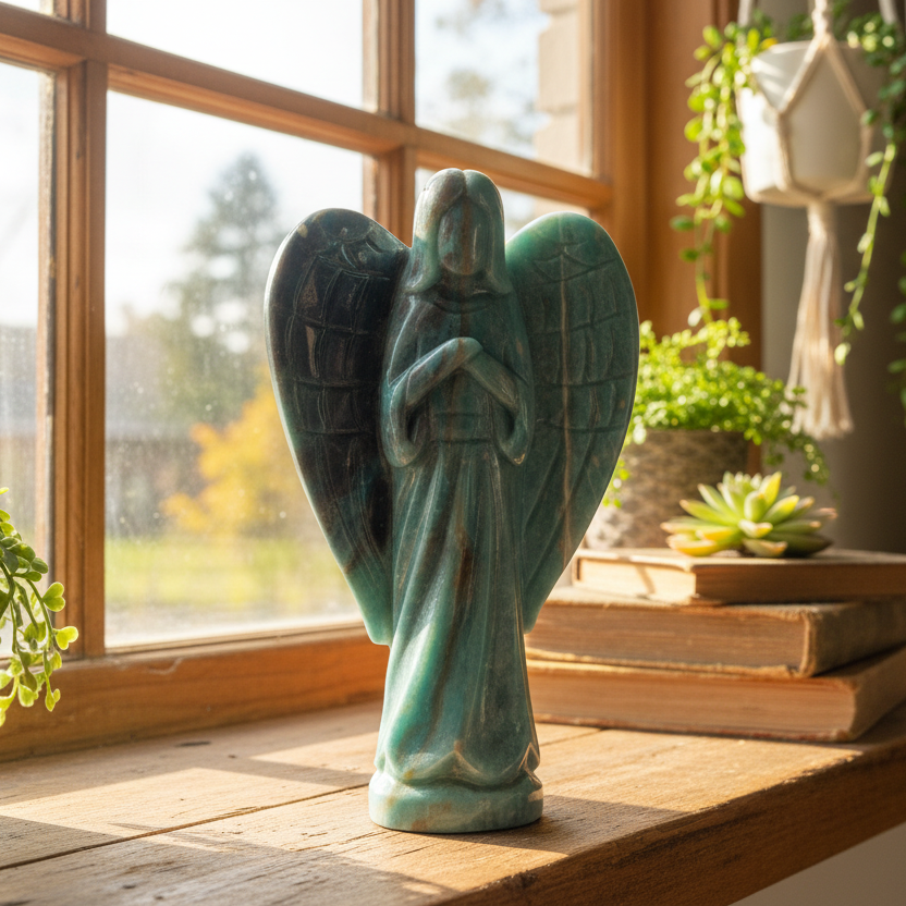 Trolleite Guardian Angel Rare Christian Crystal Carving 530g 156mm