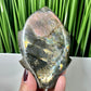 Fire Labradorite Leaf Flashy Crystal Carving 324g