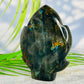 Fire Labradorite Leaf Flashy Crystal Carving 212g