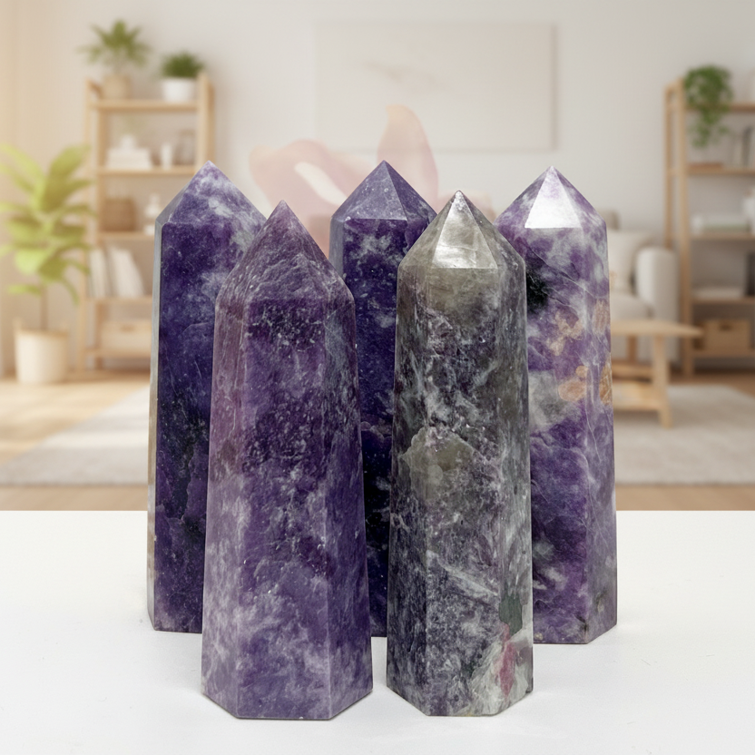 Lepidolite Purple Mica Points Crystal Generators YOU CHOOSE