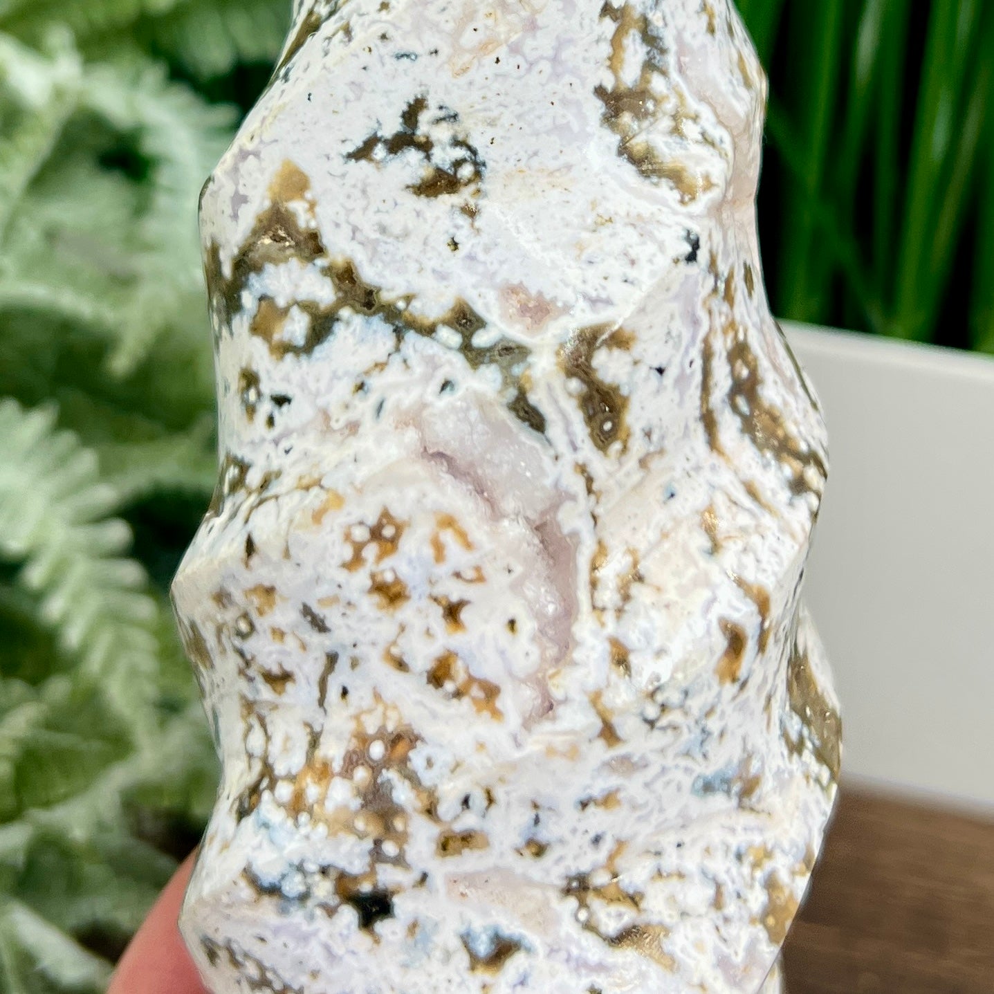 Bubble Ocean Sea Orbicular Jasper Flame Crystal Carvings 690g 175mm