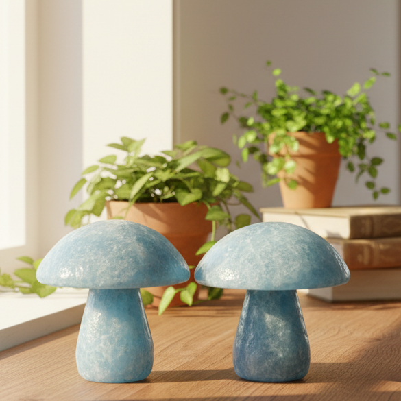Large Blue Calcite Mushrooms Crystal Carvings YOU CHOOSE
