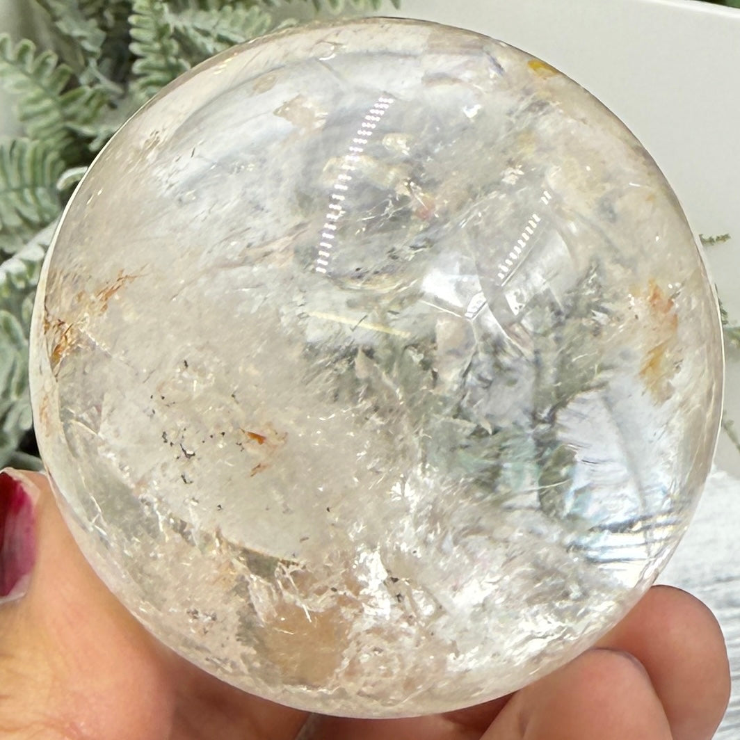 Clear Golden Healer Quartz Sphere High Quality Crystal Ball 360g 64mm Diameter