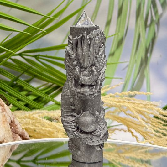Shungite Dragon Tower Crystal Generator Carving 82g 104mm