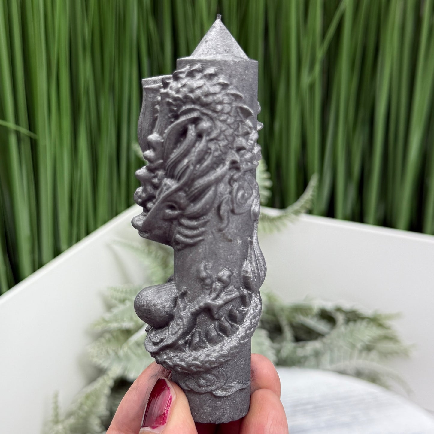 Shungite Dragon Tower Crystal Generator Carving 82g 104mm