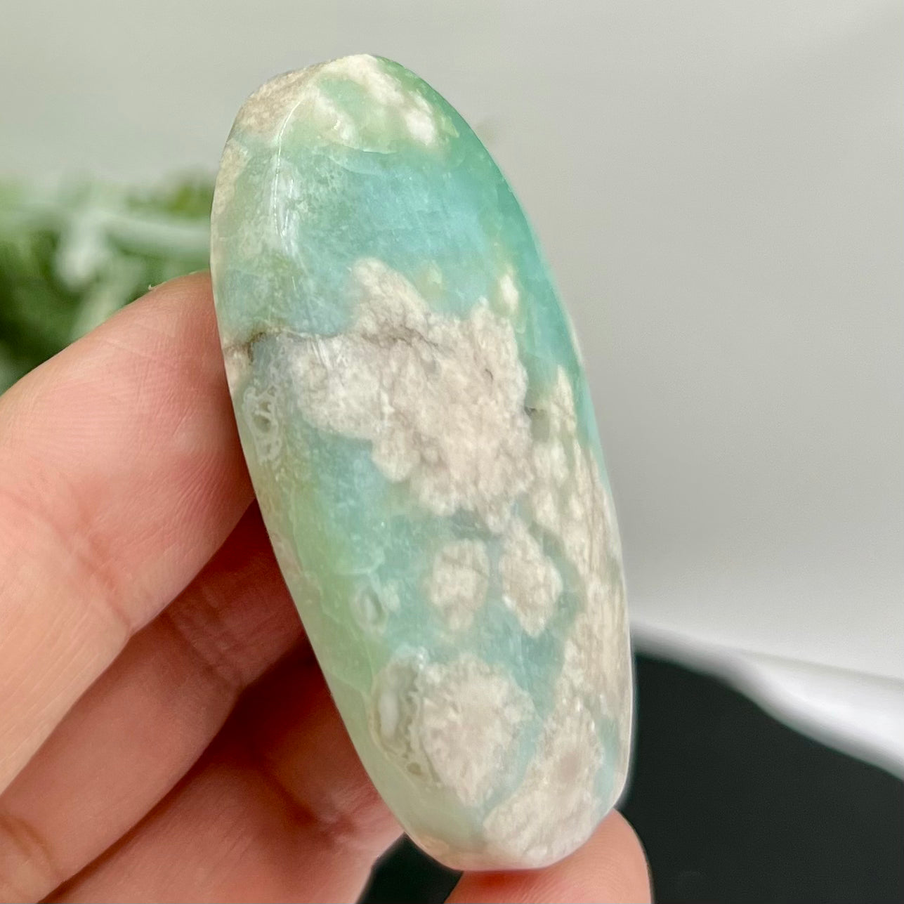 Green Flower Agate Sakura Rare Palm Stone Meditation Crystal 42g