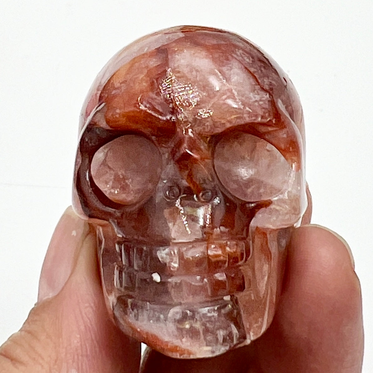 Fire Quartz Hematoid Skull 2 Inches Hand Carved Crystal Carving