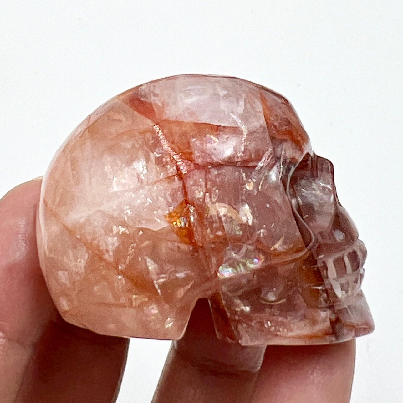 Fire Quartz Hematoid Skull 2 Inches Hand Carved Crystal Carving