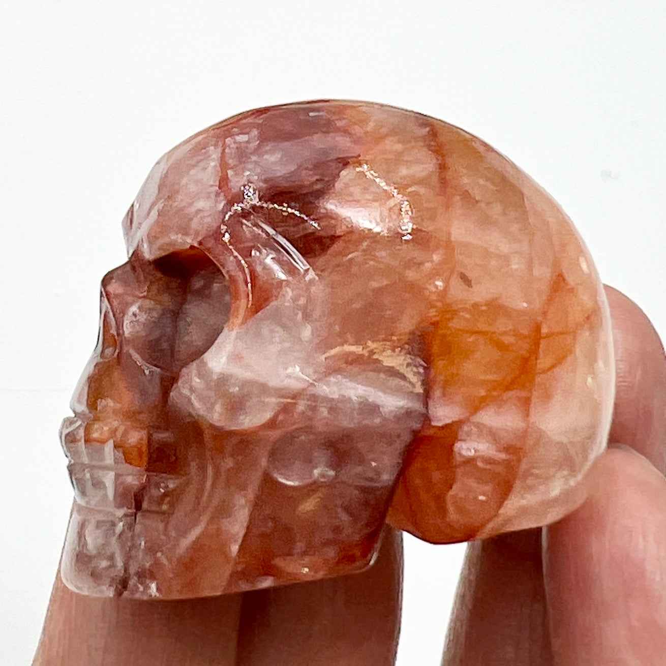 Fire Quartz Hematoid Skull 2 Inches Hand Carved Crystal Carving