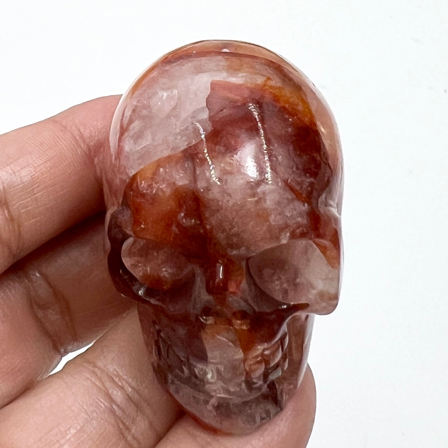 Fire Quartz Hematoid Skull 2 Inches Hand Carved Crystal Carving