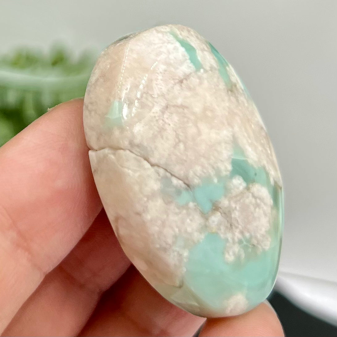 Green Flower Agate Sakura Rare Palm Stone Meditation Crystal 32g