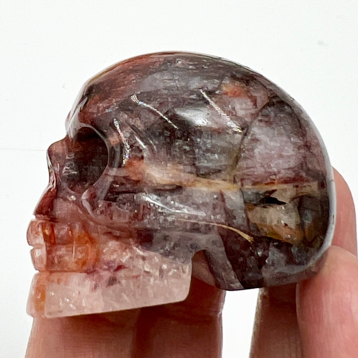 Fire Quartz Hematoid Skull 2 Inches Hand Carved Crystal Carving