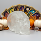 Satin Spar Selenite Skull Top Quality Translucent Crystal Carving Morocco 744g