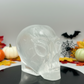 Satin Spar Selenite Alien Skull Top Quality Translucent Crystal Morocco 980g