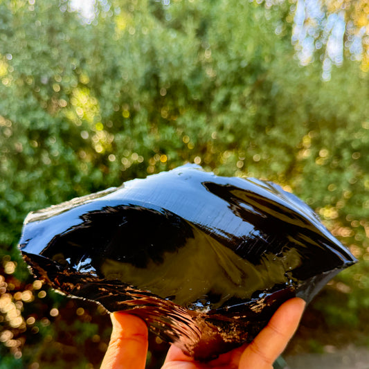 Large Black Obsidian Raw Specimen Natural Crystal 1260g