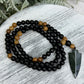 Black Obsidian Wood Necklace Hematite Spear Wearable Trinity Grounding Crystals
