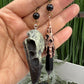Black Obsidian Pendulum with Raven Skull Figurine Divination Tool