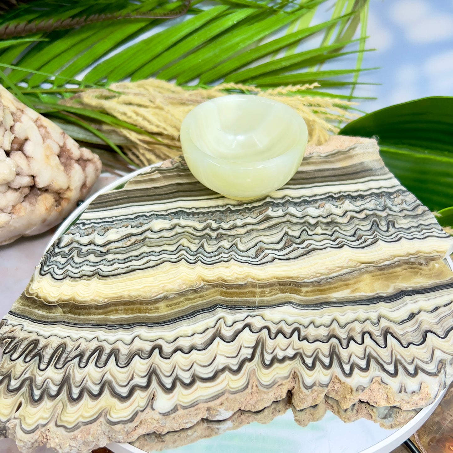 Large Zebra Calcite Slice Healing Crystal Specimen Slab 1104g