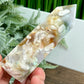 Pink Amethyst Green Flower Agate Tower Healing Crystal Generator 238g 103mm