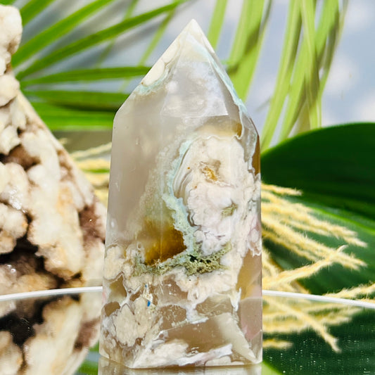 Flower Agate Tower Healing Crystal Generator 169g 85mm