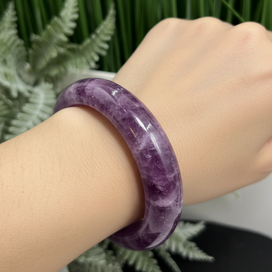 Lepidolite Purple Mica Bangle Wearable Crystal 59mm Diameter